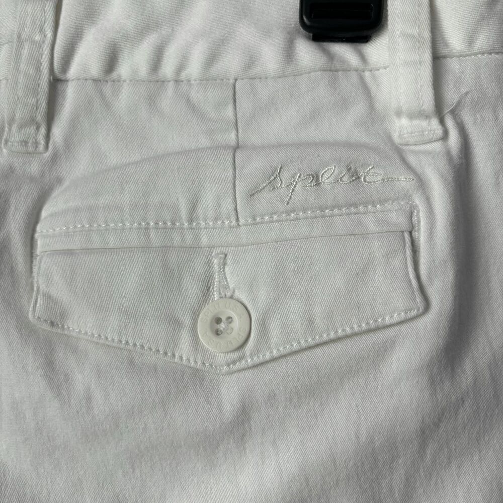 Split White Denim Low Rise Jeans Boot Cut Y2K 90s Side Zipper VNTG Size 7 Stretc - Picture 7 of 10